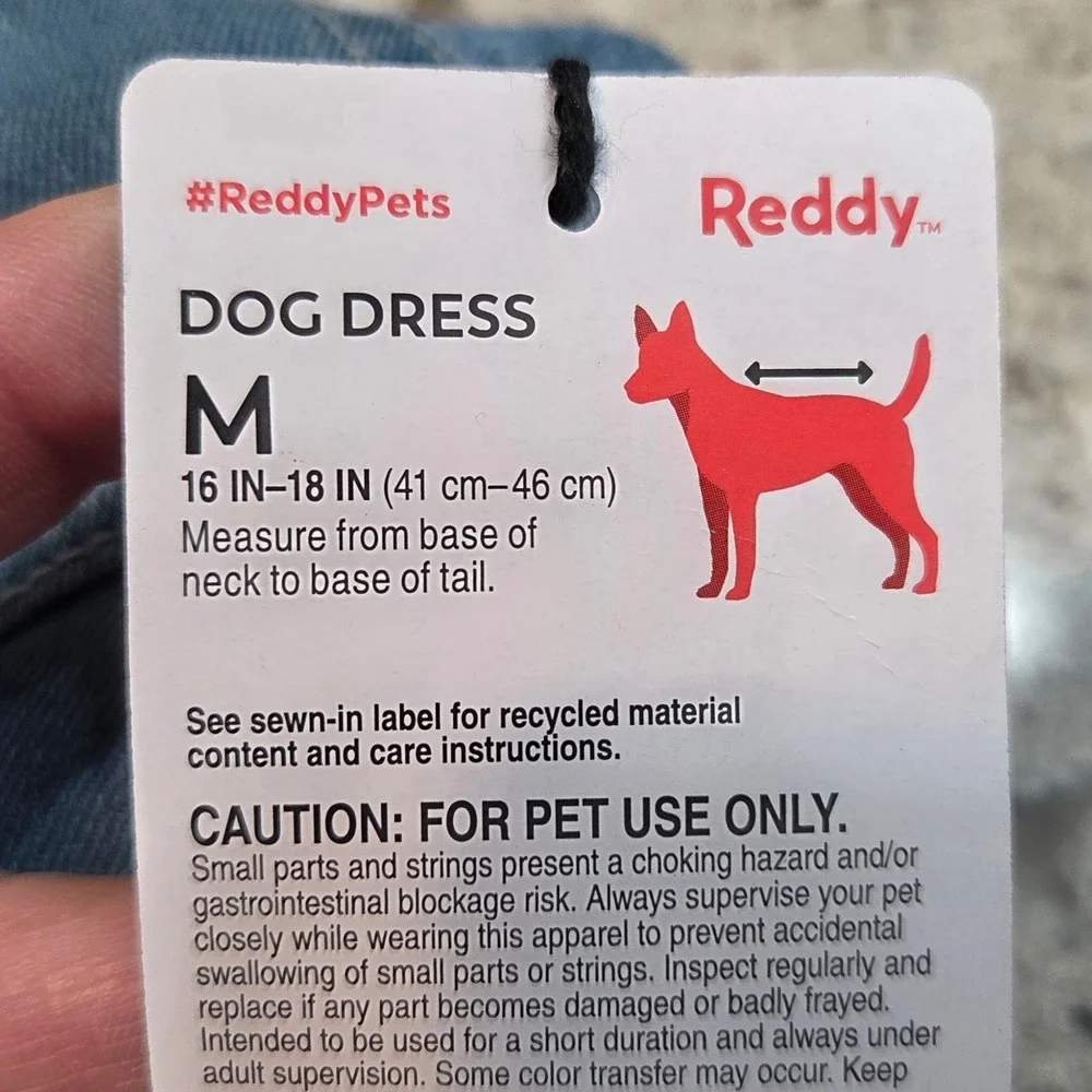 Reddy Dog Dress Medium Blue Denim Jean Jacket Style Snap Button Pet Apparel NEW‎